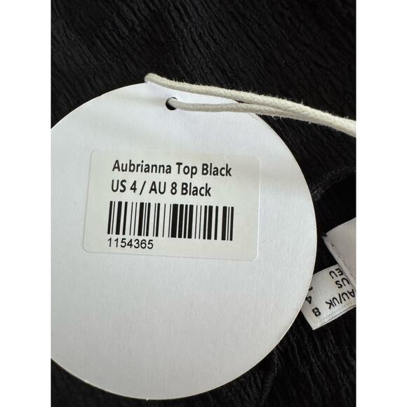 NWT Princess Polly Cropped Stretchy Blouse Black Short Sleeve Size US 4 (S) - Picture 10 of 10